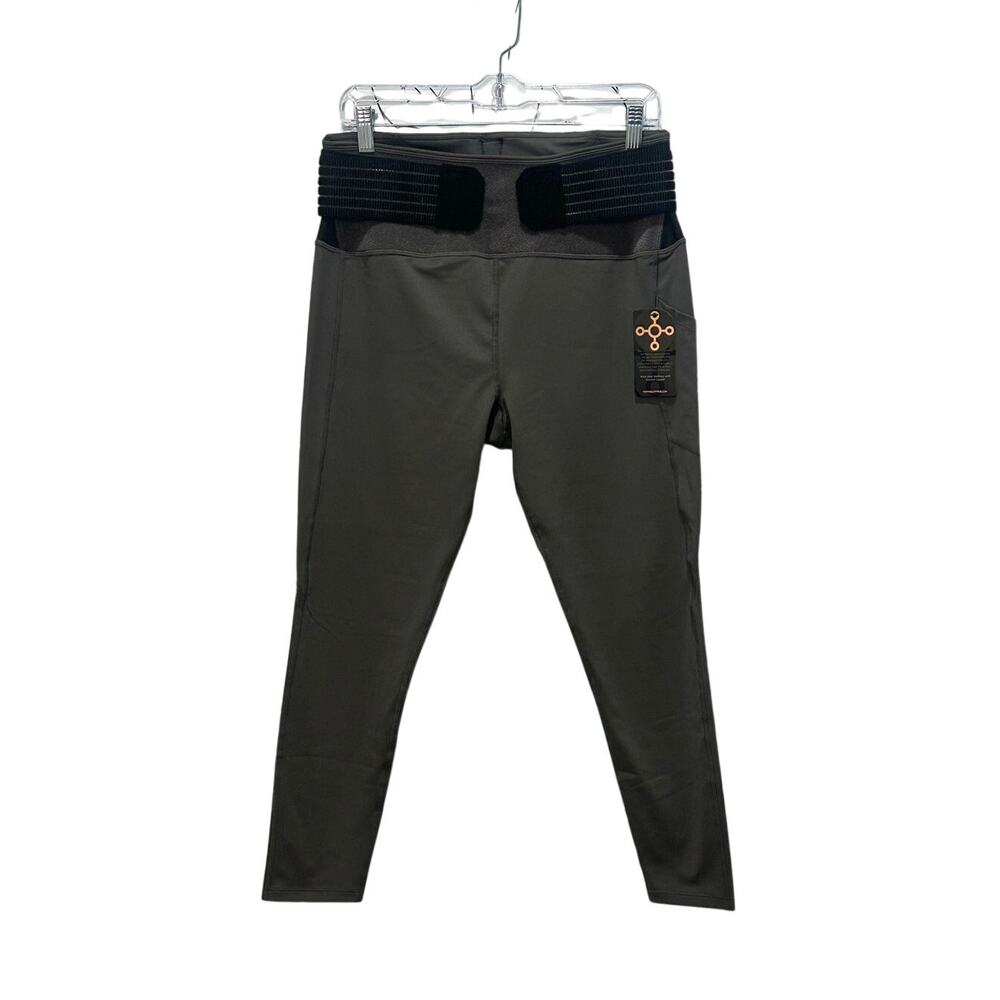NWT TOMMIE COPPER Slate Gray Lower Back Support Leggings W/ Adjustable Straps XL